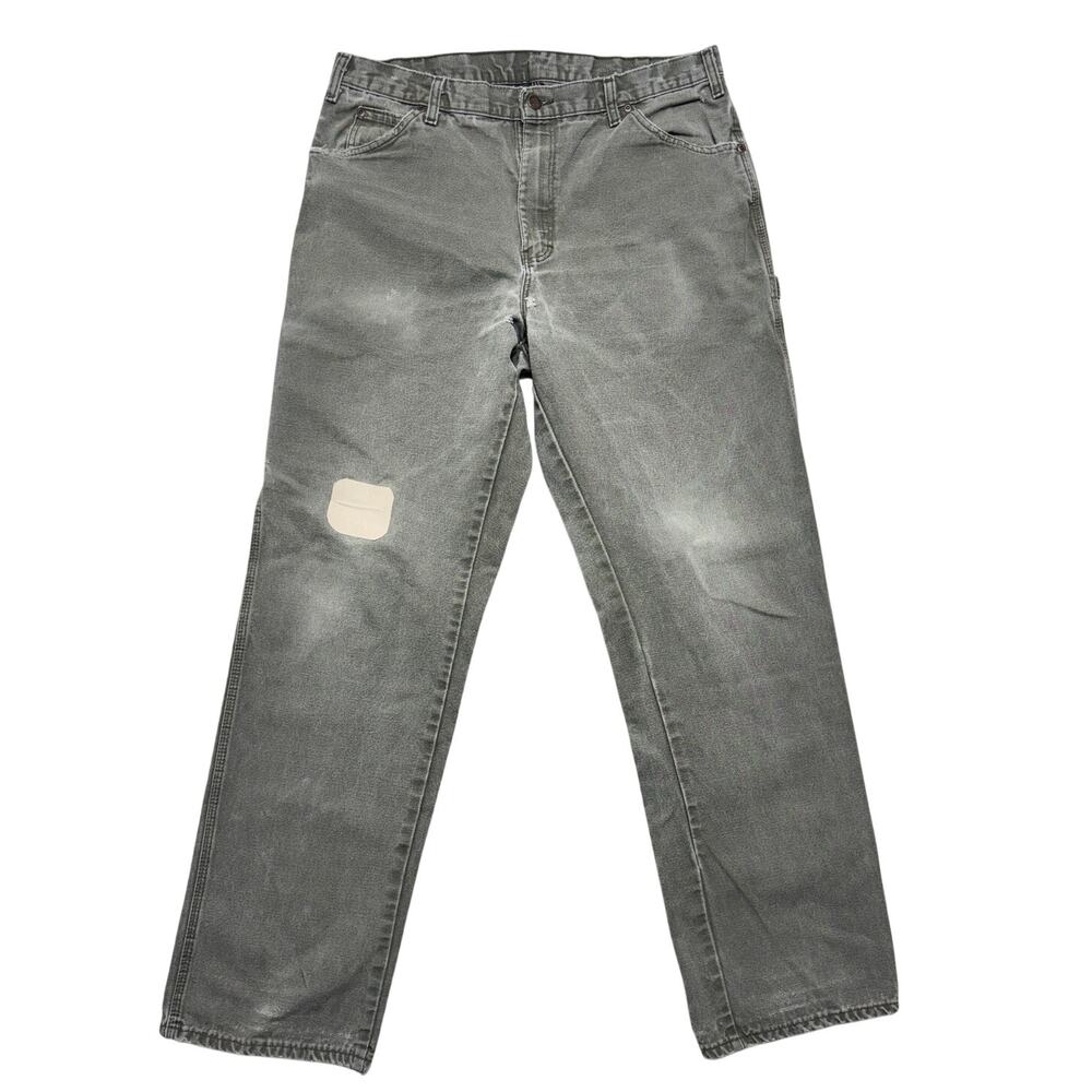 Dickies Jeans Mens 35x33 Green Carpenter Relaxed Fit Workwear Utility Streetwear